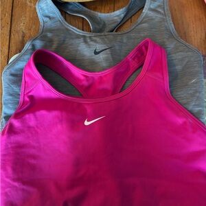 Nike Pink and Heather Gray Racerback Sports Bras